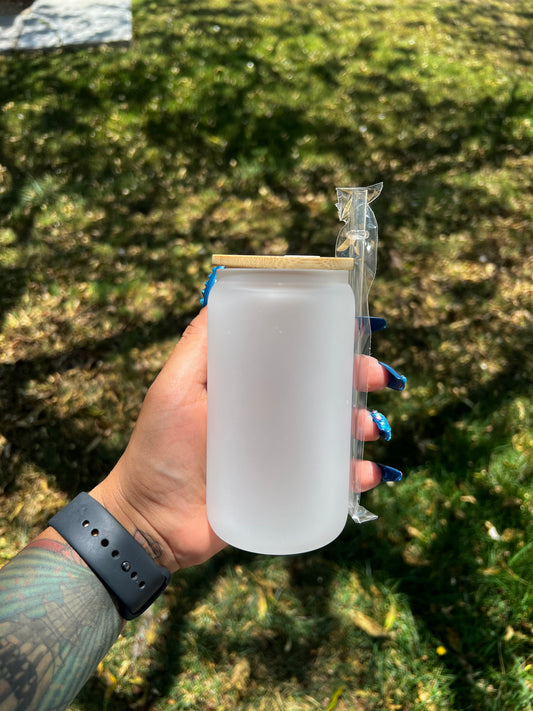 16oz Frosted Glass Can