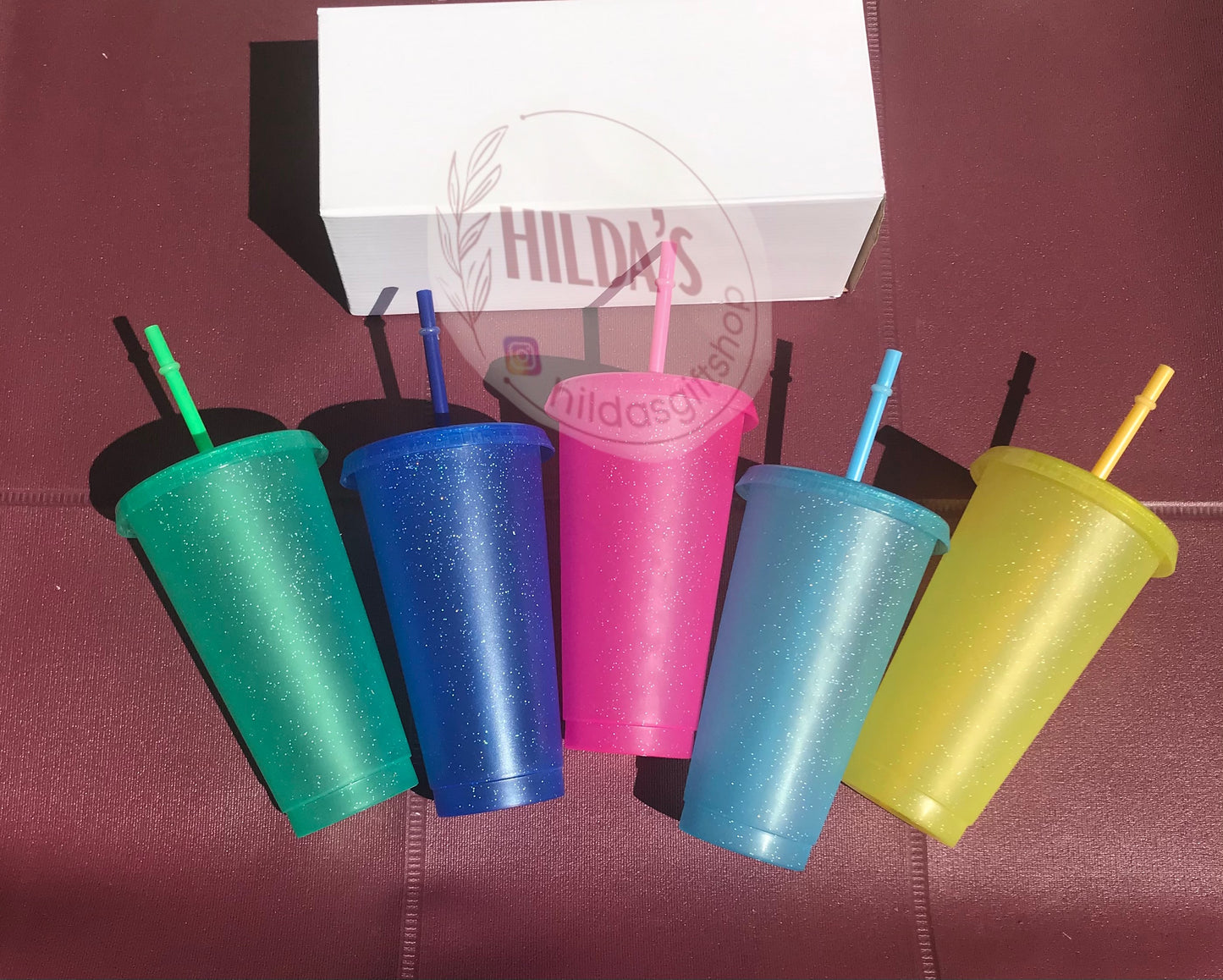 Reusable Cold Cups 24 Oz Each Glitter Collection