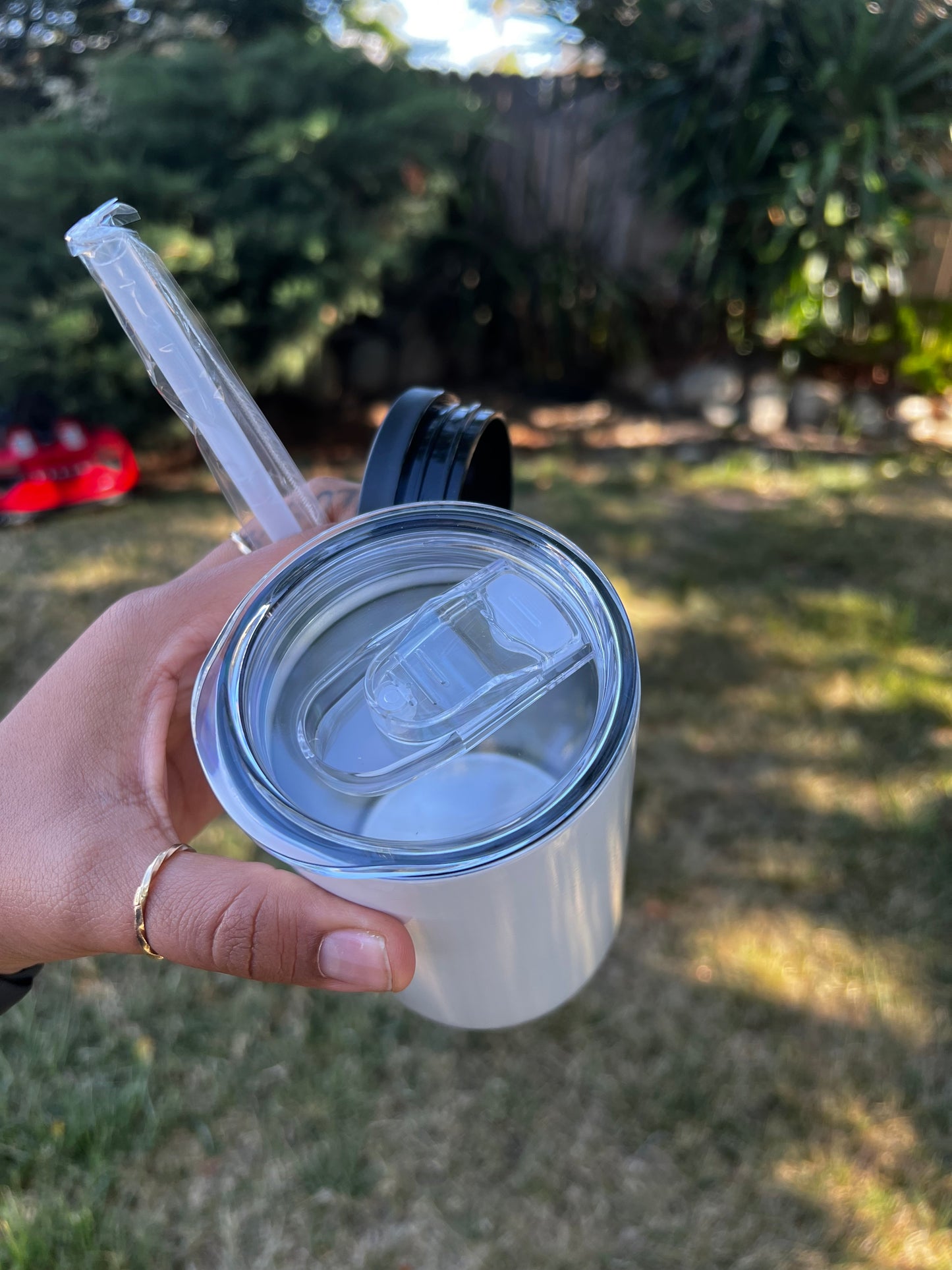 12oz Can Cooler (Standard/Fatty) with straw & 2 lids.