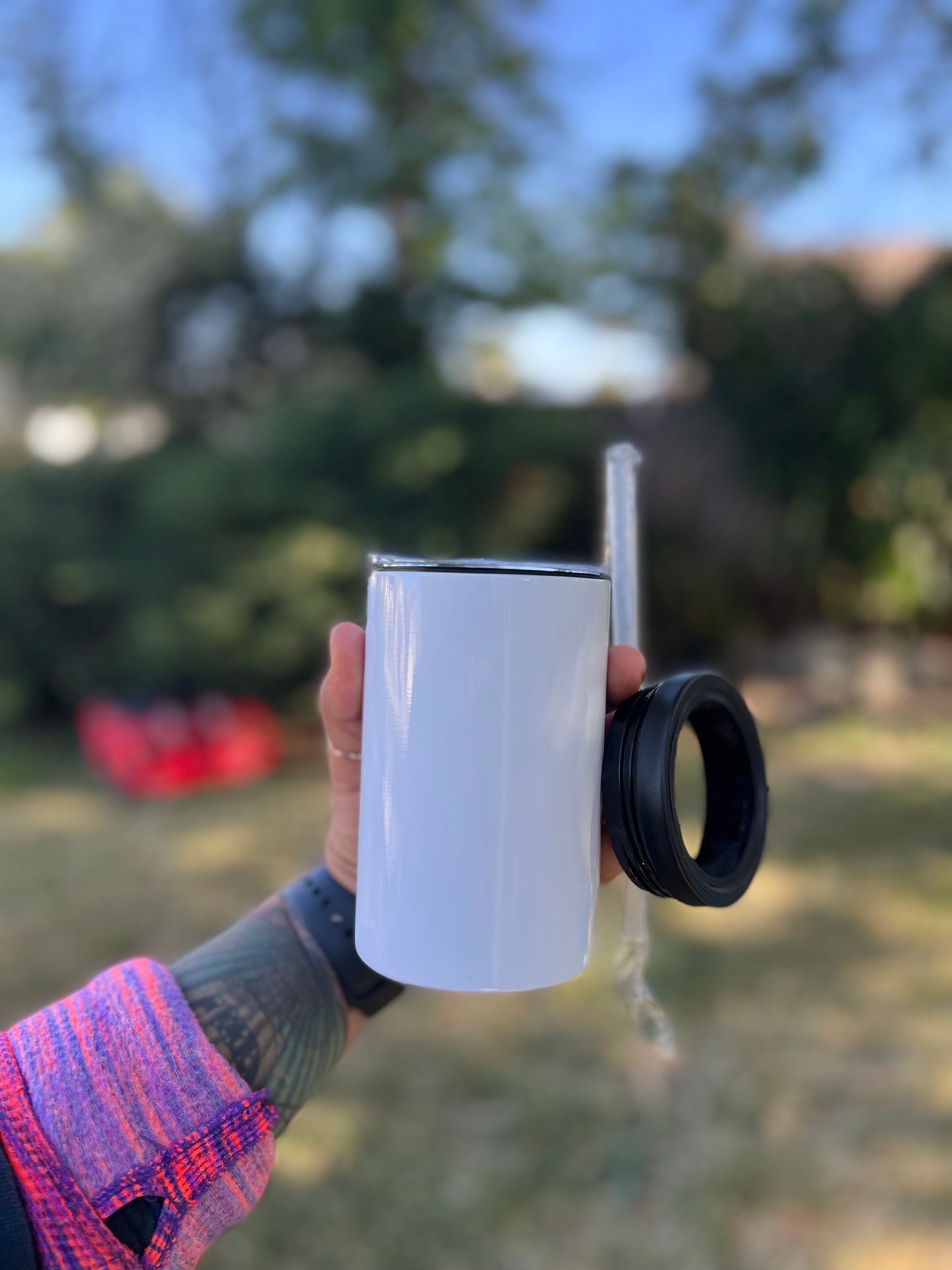 12oz Can Cooler (Standard/Fatty) with straw & 2 lids.