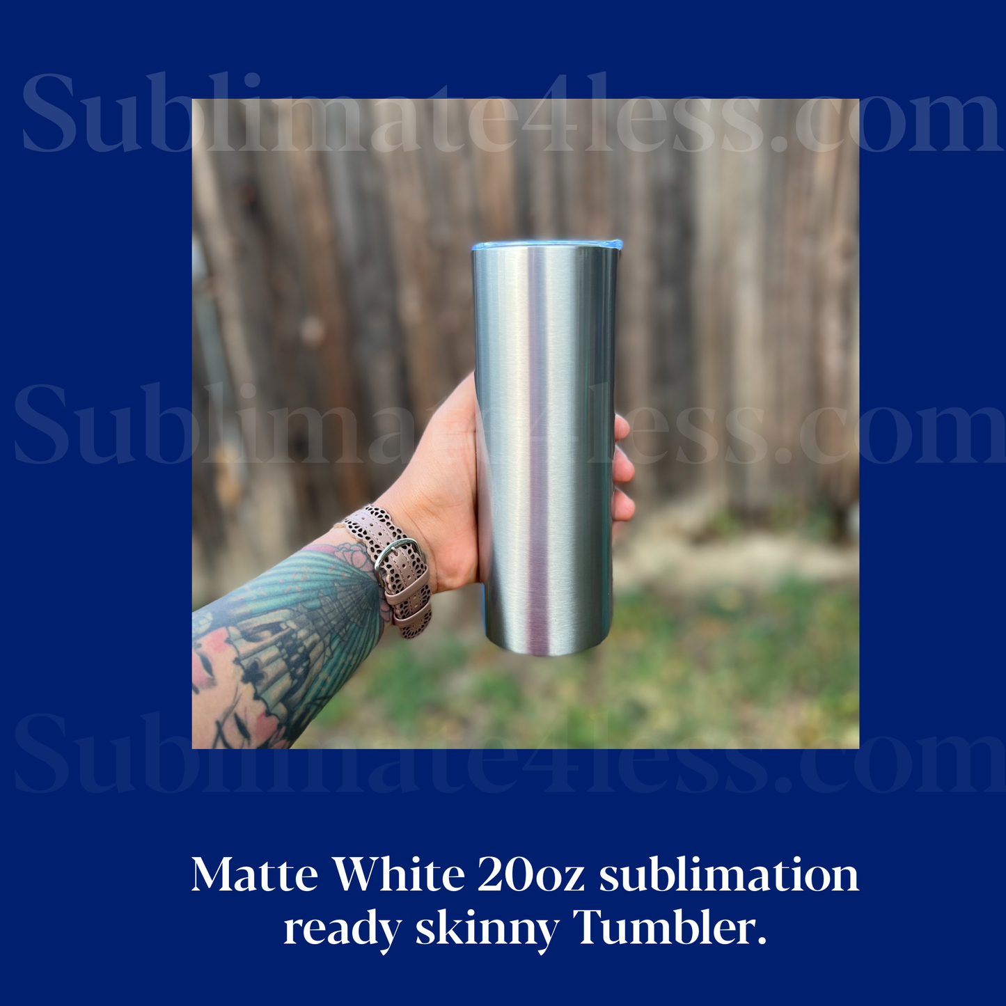 20oz or 30oz Straight Matte White Sublimation Skinny Tumbler
