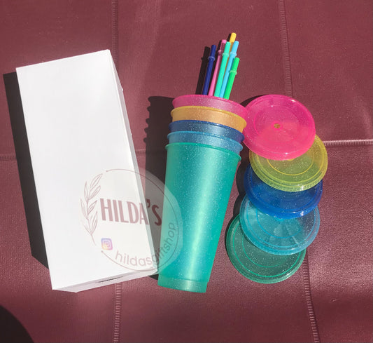 Reusable Cold Cups 24 Oz Each Glitter Collection